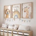 Load image into Gallery viewer, Boho Safari Animals Nursery Wall Art | Set of 3 Prints | Personalised Name - RoseRowanDesign
