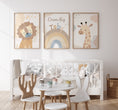 Load image into Gallery viewer, Boho Safari Animals Nursery Wall Art | Set of 3 Prints | Personalised Name - RoseRowanDesign
