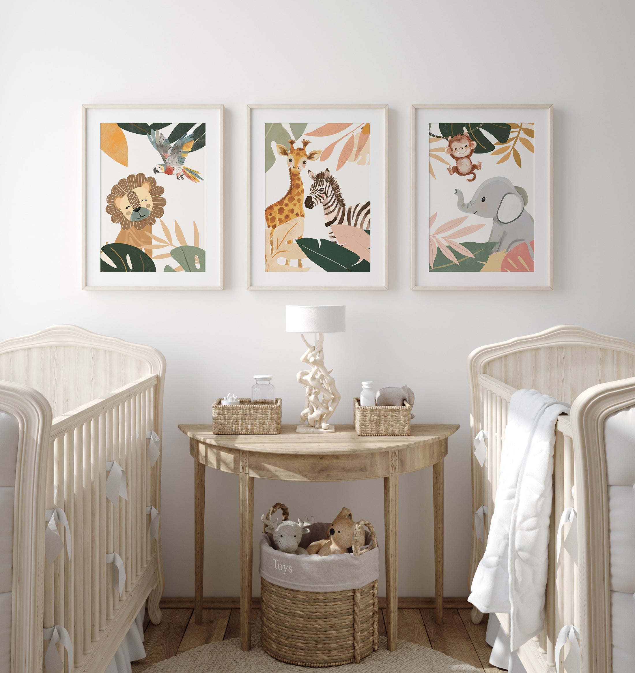 Botanical Safari Animals Nursery Wall Art | Set of 3 Prints - RoseRowanDesign