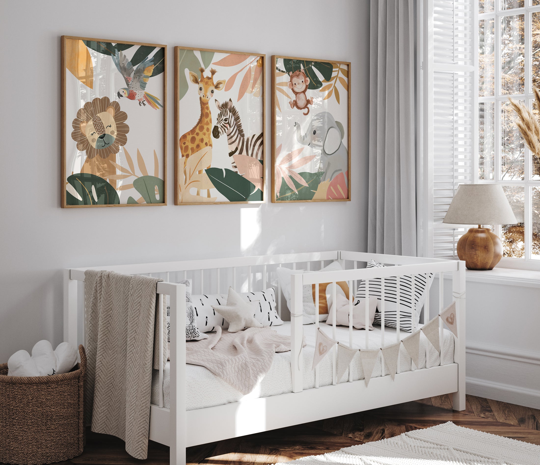 Botanical Safari Animals Nursery Wall Art | Set of 3 Prints - RoseRowanDesign