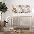 Load image into Gallery viewer, Botanical Safari Animals Nursery Wall Art | Set of 3 Prints | Personalised Name - RoseRowanDesign
