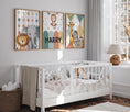 Load image into Gallery viewer, Carnival Safari Animals Nursery Wall Art | Set of 3 Prints | Personalised Name - RoseRowanDesign

