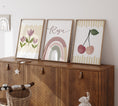 Load image into Gallery viewer, Cherries, Rainbow and Retro flowers | Set of 3 Prints | Personalised Tween Room - RoseRowanDesign
