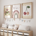 Load image into Gallery viewer, Cherries, Rainbow and Retro flowers | Set of 3 Prints | Personalised Tween Room - RoseRowanDesign
