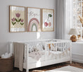 Load image into Gallery viewer, Cherries, Rainbow and Retro flowers | Set of 3 Prints | Personalised Tween Room - RoseRowanDesign
