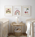Load image into Gallery viewer, Cherries, Rainbow and Retro flowers | Set of 3 Prints | Personalised Tween Room - RoseRowanDesign
