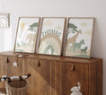 Load image into Gallery viewer, Green & Beige Safari Animals | Set of 3 Prints | Rainbow Nursery Art - RoseRowanDesign
