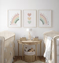 Load image into Gallery viewer, Hearts and Rainbow | Set of 3 Prints | Dusty Pink and Green - RoseRowanDesign
