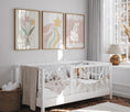 Load image into Gallery viewer, Pastel Colour Girls Nursery Prints | Set of 3 | Bunny, Star and Flowers - RoseRowanDesign
