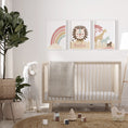 Load image into Gallery viewer, Personalised Lion Safari Animals Nursery Wall Art | Set of 3 | Earth Pink Tones - RoseRowanDesign
