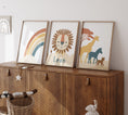 Load image into Gallery viewer, Personalised Lion | Set of 3 Prints | Neutral Earth Toned Rainbow & Safari Animals - RoseRowanDesign
