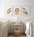 Load image into Gallery viewer, Personalised Lion | Set of 3 Prints | Neutral Earth Toned Rainbow & Safari Animals - RoseRowanDesign

