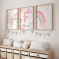 Load image into Gallery viewer, Personalised Rainbow | Set of 3 Prints | Pink Girls Room Print Set - RoseRowanDesign
