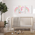 Load image into Gallery viewer, Personalised Rainbow | Set of 3 Prints | Pink Girls Room Print Set - RoseRowanDesign
