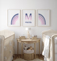 Load image into Gallery viewer, Personalised Rainbow | Set of 3 Prints | Purple Girls Room Print Set - RoseRowanDesign
