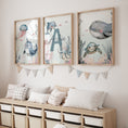 Load image into Gallery viewer, Personalised Sea Life | Set of 3 prints | Blue ocean themed boys room - RoseRowanDesign
