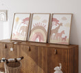 Load image into Gallery viewer, Pink & Beige Safari Animals | Set of 3 Prints | Rainbow Nursery Art - RoseRowanDesign
