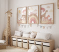 Load image into Gallery viewer, Pink & Beige Safari Animals | Set of 3 Prints | Rainbow Nursery Art - RoseRowanDesign
