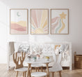 Load image into Gallery viewer, Sun,Star Moon | Set of 3 Prints | Neutral Blush tones Mid Century Style - RoseRowanDesign
