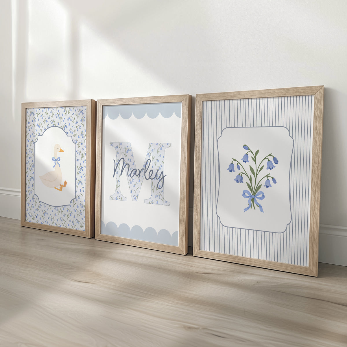 Personalised Bluebell & Goose Nursery Prints | Set of 3, photo 1