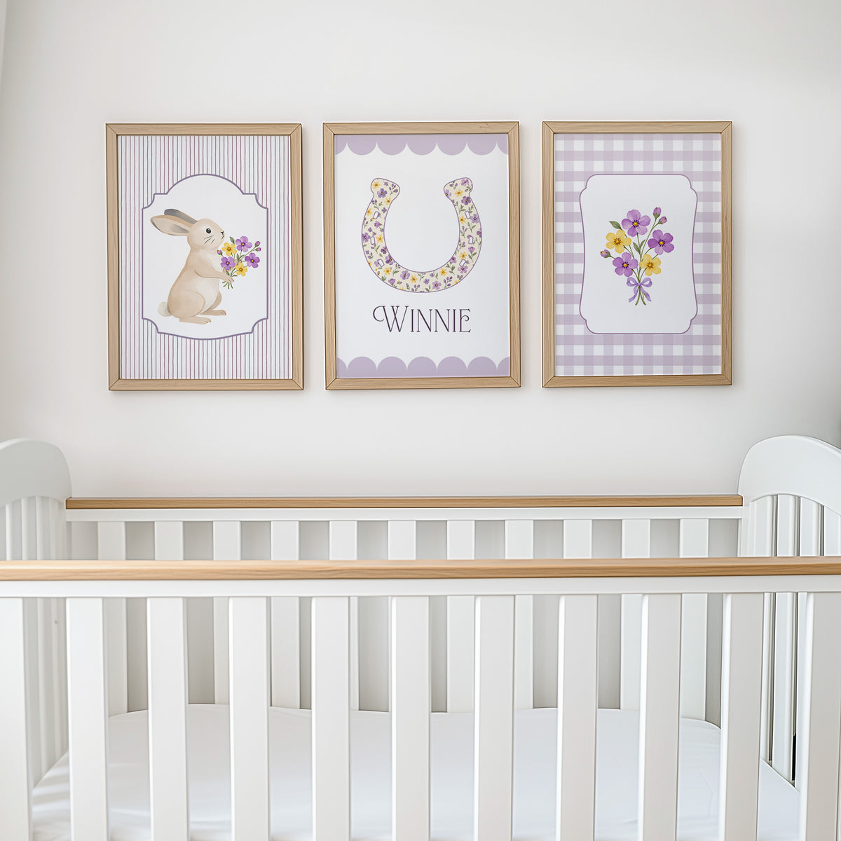 Personalised Bunny & Floral Horseshoe Nursery Prints | Set of 3, photo 3