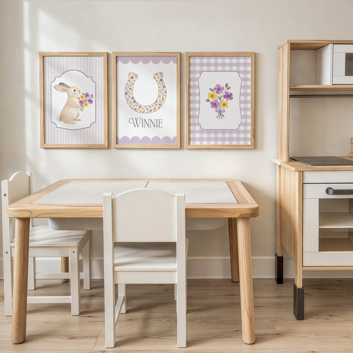 Personalised Bunny & Floral Horseshoe Nursery Prints | Set of 3, photo 4