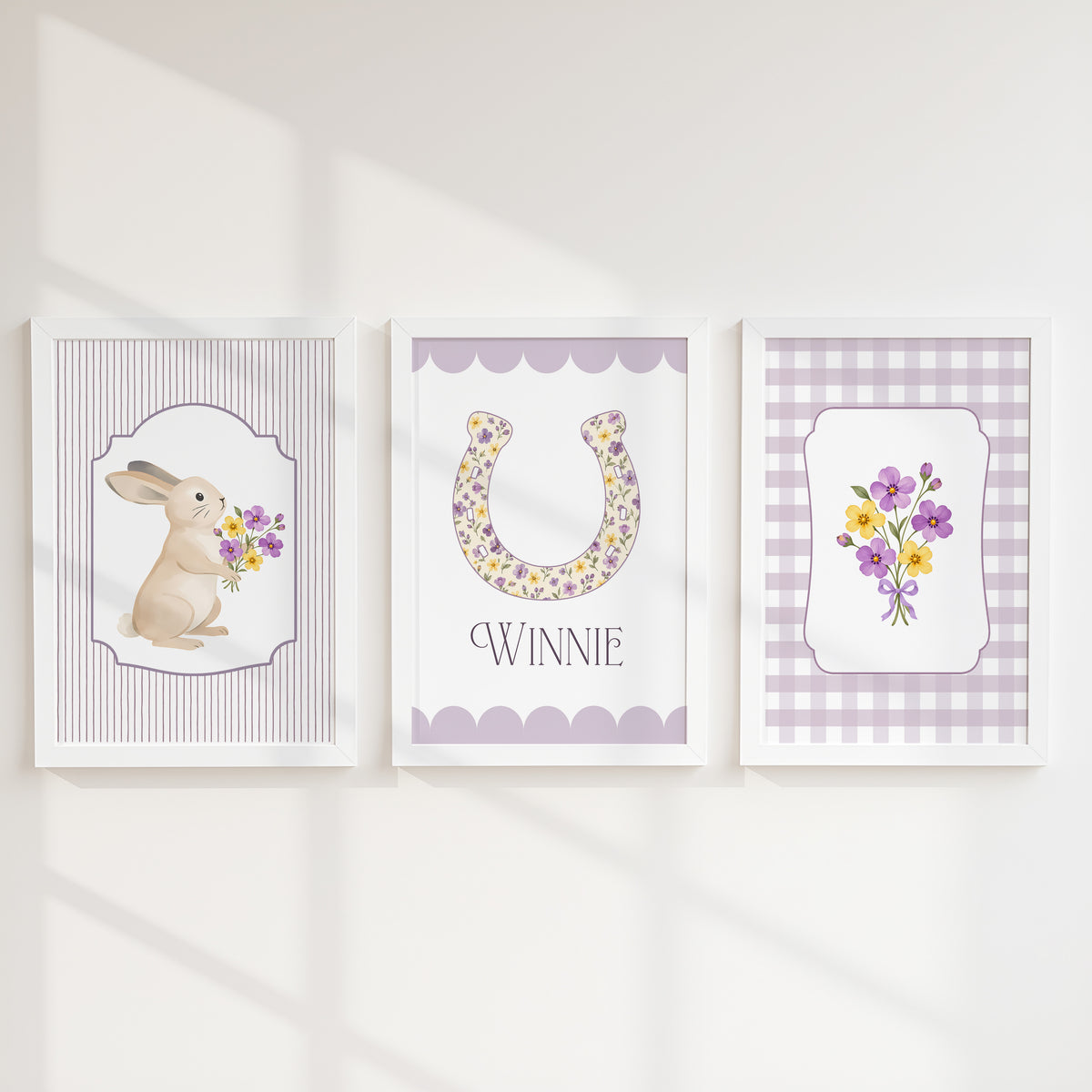 Personalised Bunny & Floral Horseshoe Nursery Prints | Set of 3, photo 5
