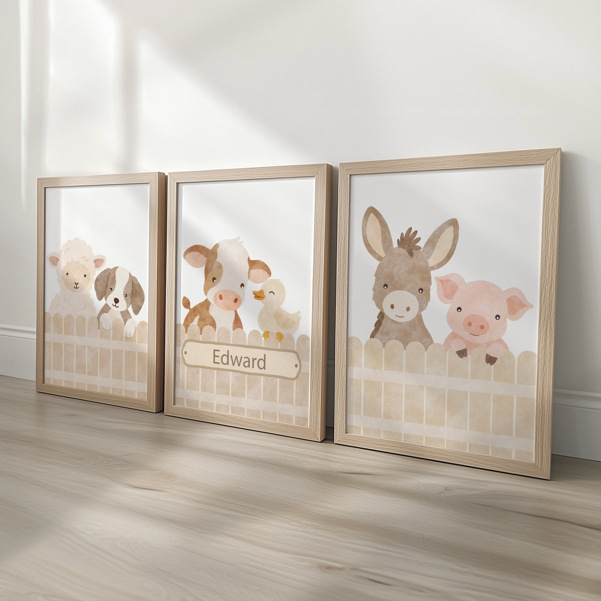 Personalised Farm Animal Nursery Prints | Set of 3, photo 1