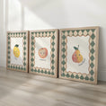 Load image into Gallery viewer, Vintage Fruit Nursery Prints | Green Harlequin | Set of 3, photo 1
