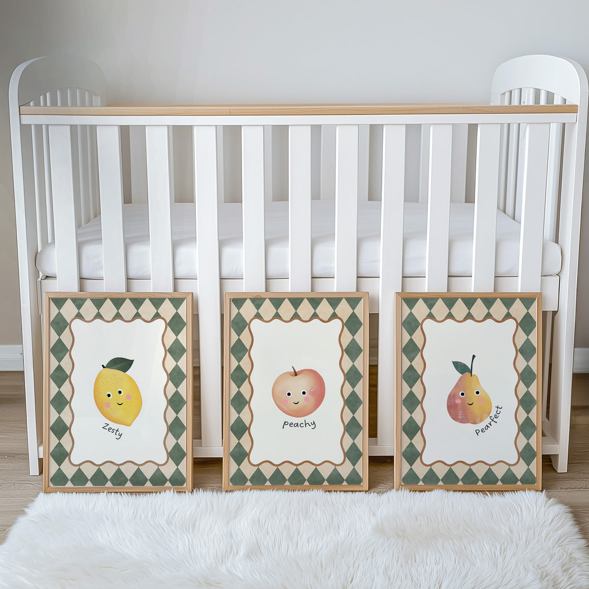 Vintage Fruit Nursery Prints | Green Harlequin | Set of 3, photo 2