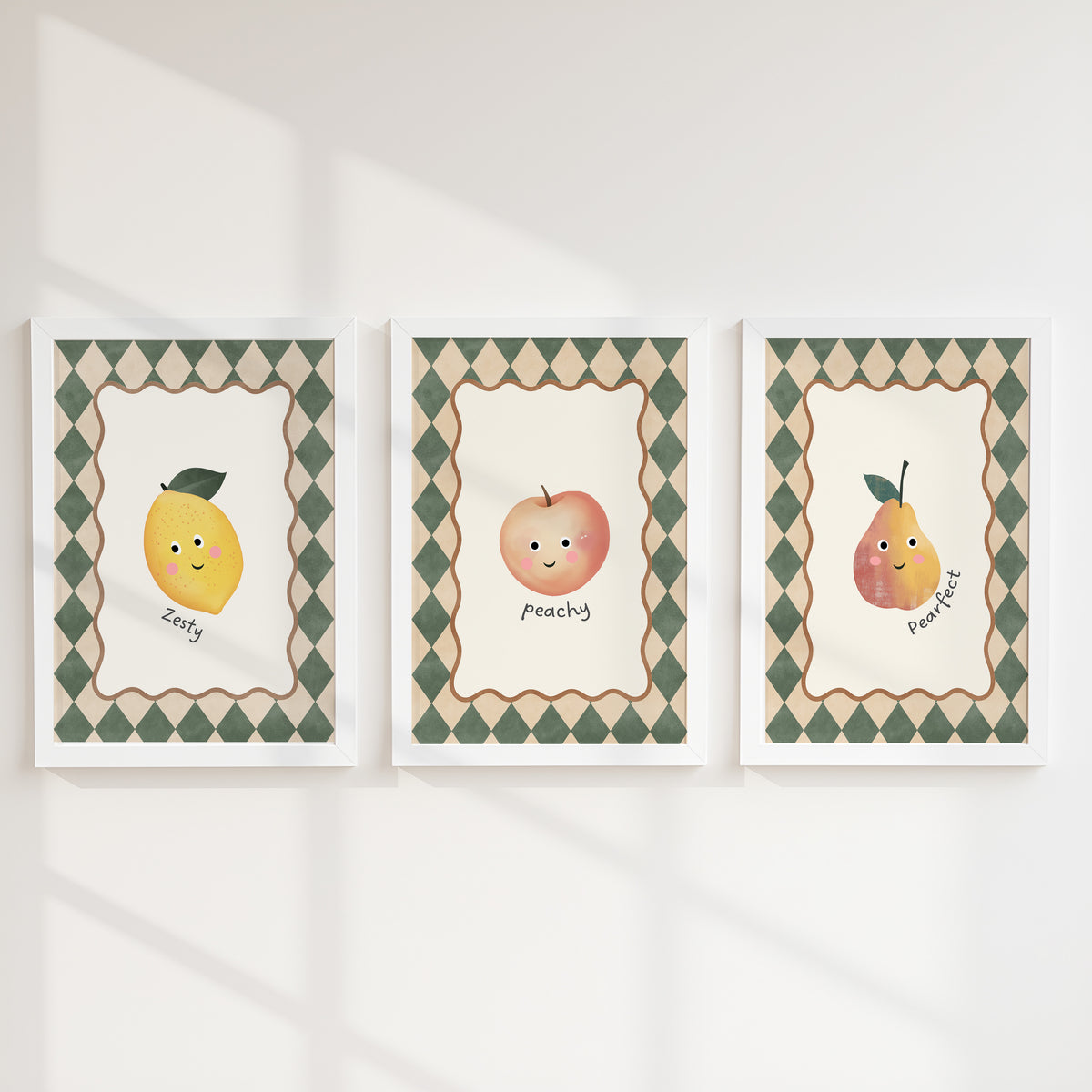 Vintage Fruit Nursery Prints | Green Harlequin | Set of 3, photo 5