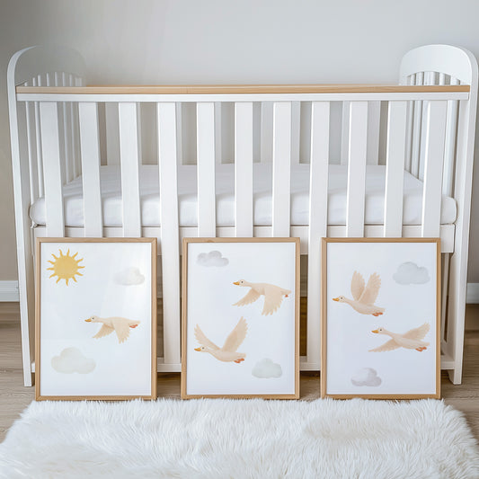Flying Goose Nursery Prints | Clouds & Sunshine | Set of 3, photo 2