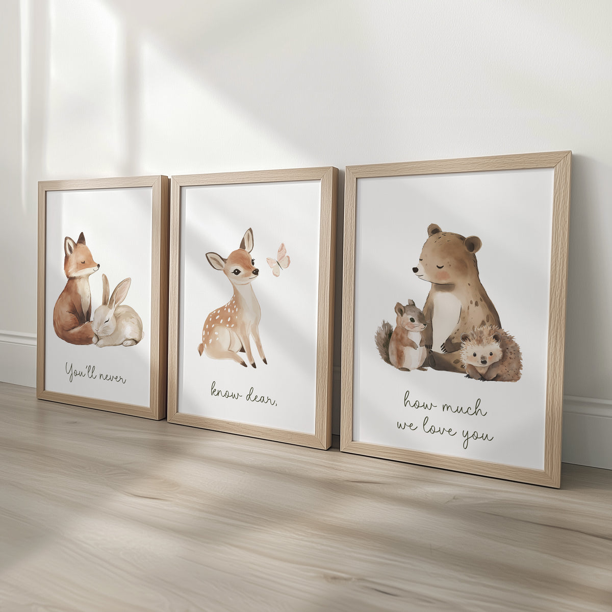Woodland Animal Nursery Prints | How Much We Love You | Set of 3, photo 1