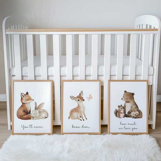 Woodland Animal Nursery Prints | How Much We Love You | Set of 3, photo 2