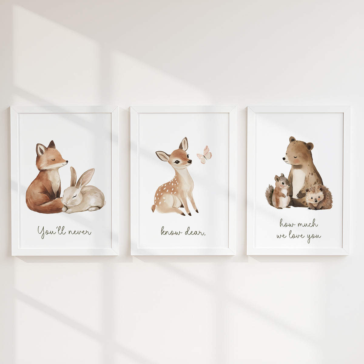 Woodland Animal Nursery Prints | How Much We Love You | Set of 3, photo 5