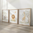 Load image into Gallery viewer, Botanical Safari Nursery Prints | Elephant, Lion & Giraffe | Set of 3, photo 1
