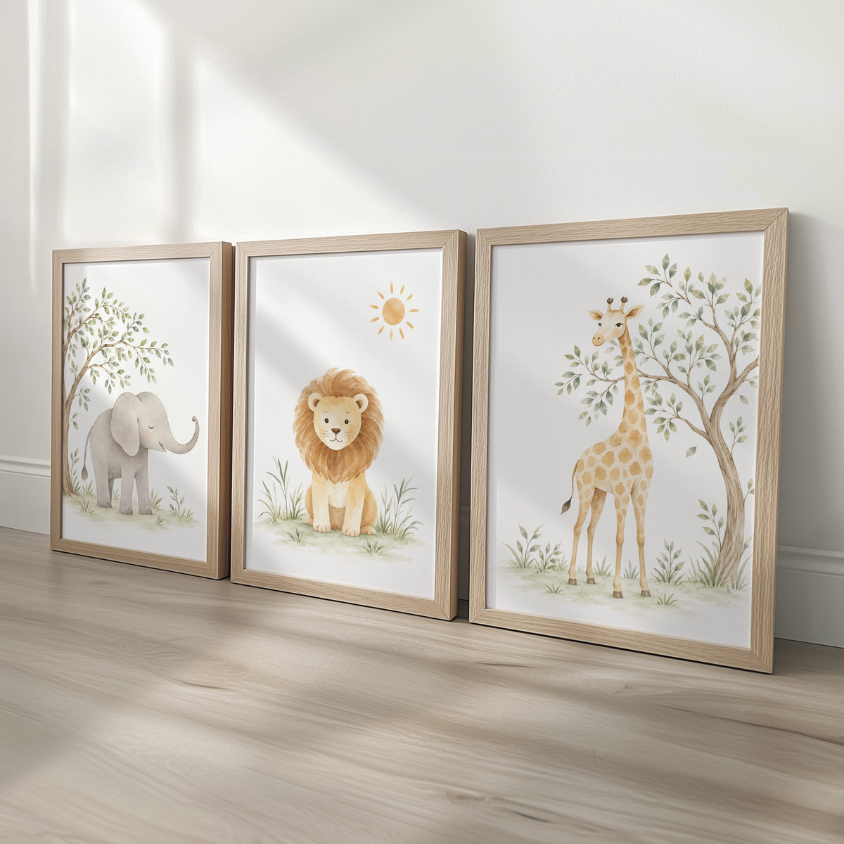 Botanical Safari Nursery Prints | Elephant, Lion & Giraffe | Set of 3, photo 1