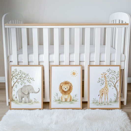 Botanical Safari Nursery Prints | Elephant, Lion & Giraffe | Set of 3, photo 2