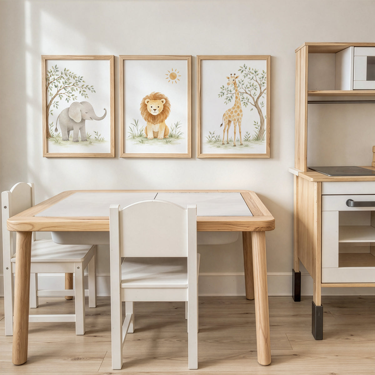 Botanical Safari Nursery Prints | Elephant, Lion & Giraffe | Set of 3, photo 4