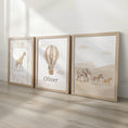 Load image into Gallery viewer, Personalised Vintage Safari Balloon Nursery Prints | Set of 3, photo 1
