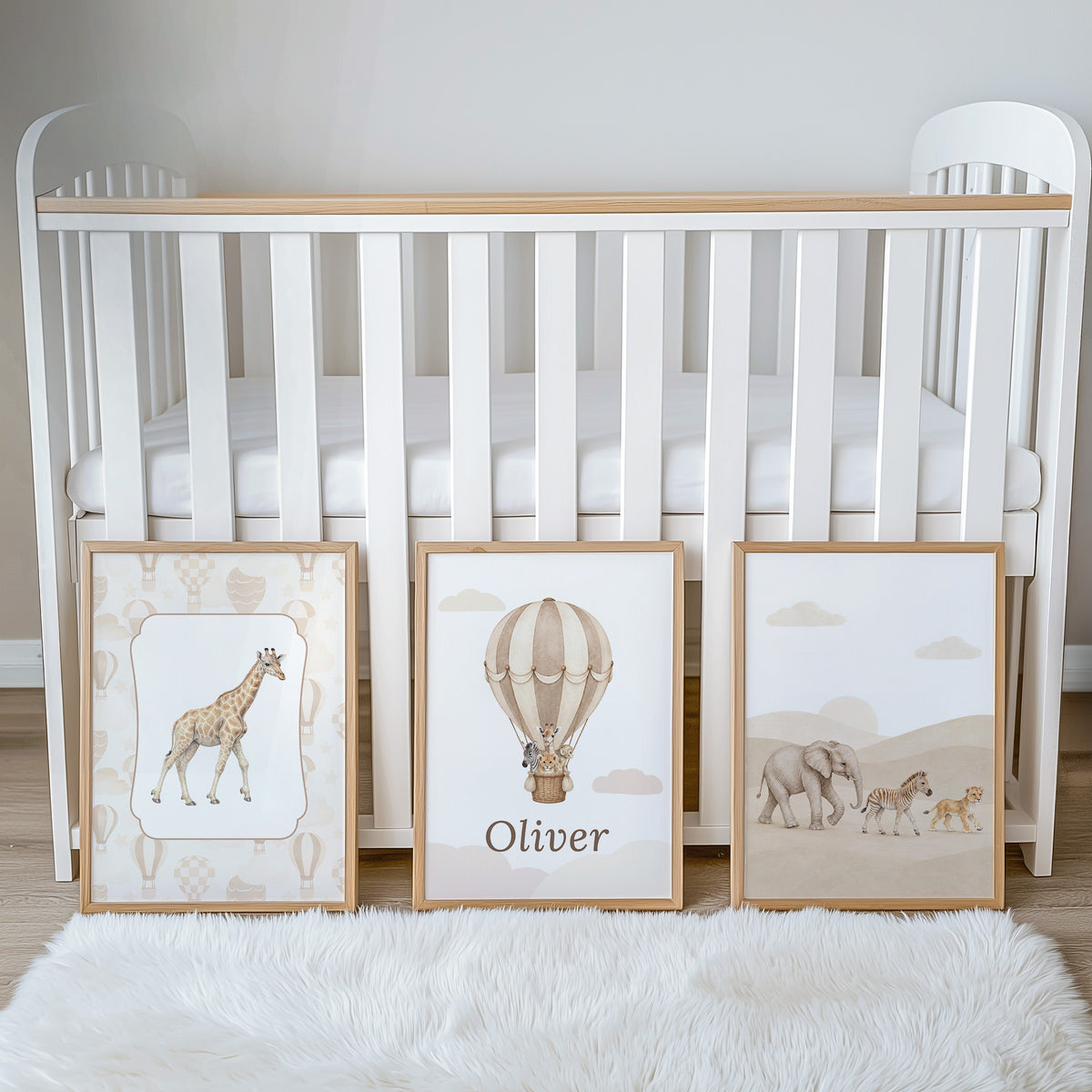 Personalised Vintage Safari Balloon Nursery Prints | Set of 3, photo 2