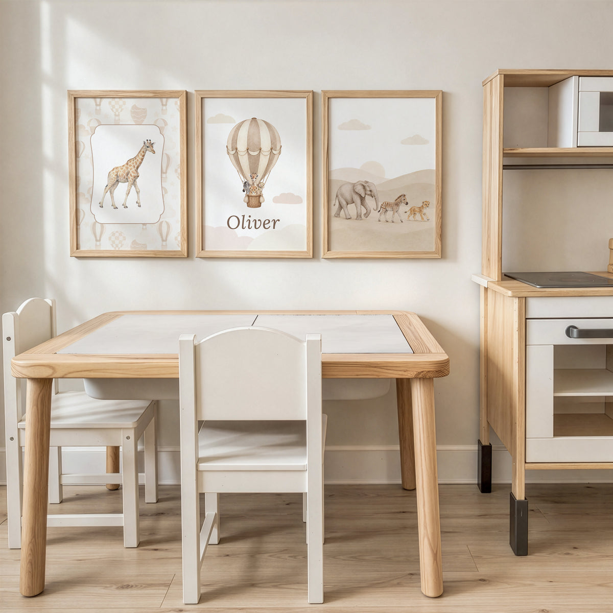 Personalised Vintage Safari Balloon Nursery Prints | Set of 3, photo 4