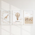 Load image into Gallery viewer, Personalised Vintage Safari Balloon Nursery Prints | Set of 3, photo 5
