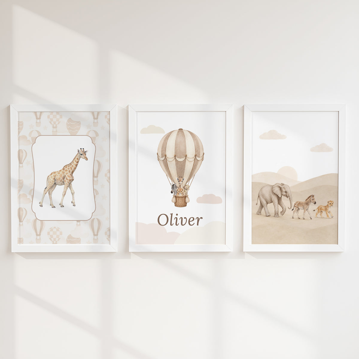 Personalised Vintage Safari Balloon Nursery Prints | Set of 3, photo 5