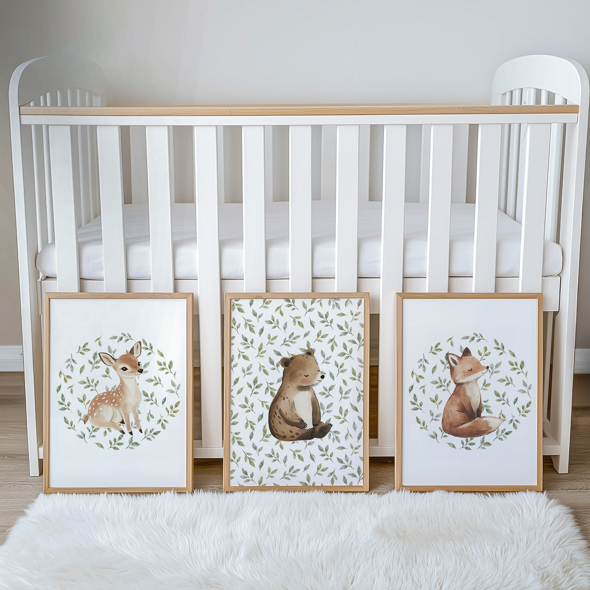 Leafy Woodland Nursery Prints | Deer, Bear & Fox | Set of 3, photo 2