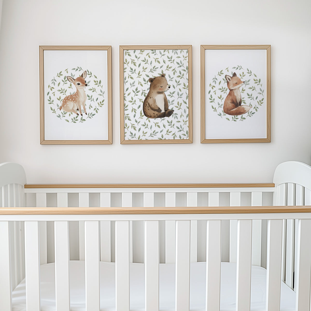 Leafy Woodland Nursery Prints | Deer, Bear & Fox | Set of 3, photo 3