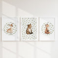 Load image into Gallery viewer, Leafy Woodland Nursery Prints | Deer, Bear & Fox | Set of 3, photo 5
