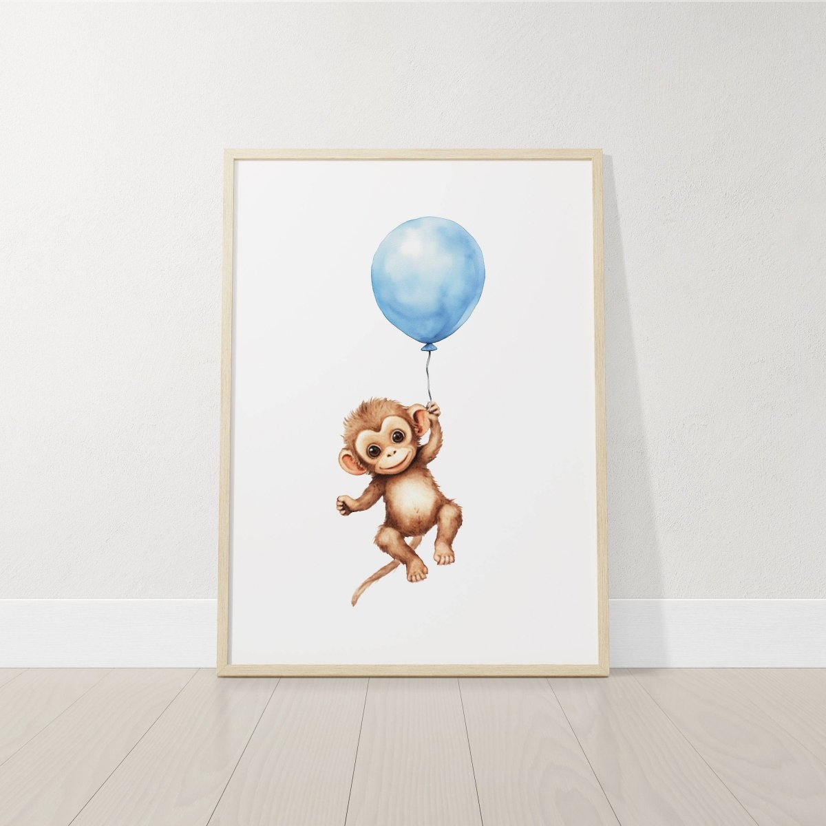 Safari Animal Nursery Prints | Set of 3 | Blue Balloon Wall Art for Baby Boy's Bedroom - RoseRowanDesign - 