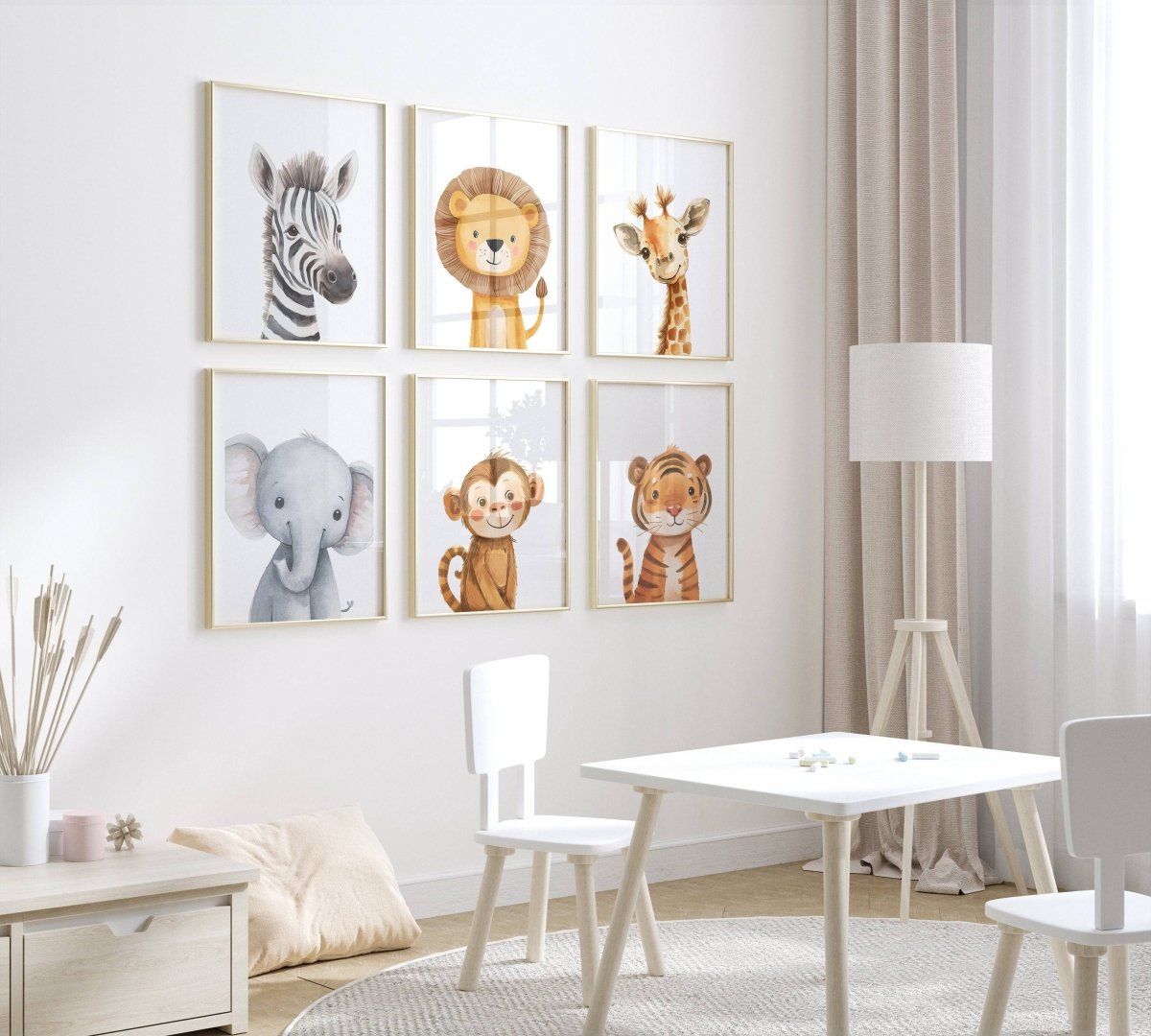 Safari Animal Nursery Prints | Set of 6 | Gender-Neutral Jungle Wall A ...