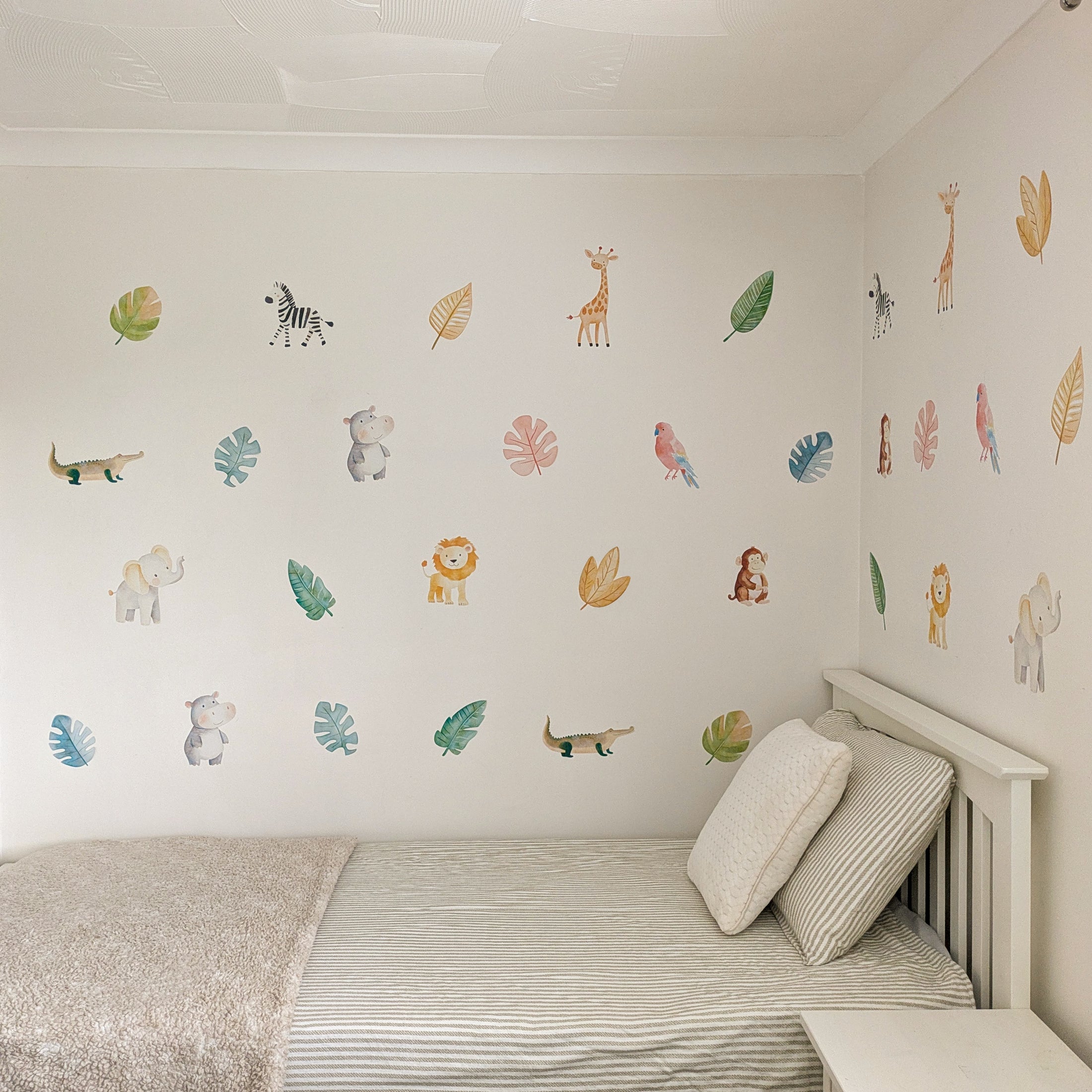 Safari Animal Wall Stickers – Removable Fabric Jungle Decals | Nursery & Kids Room